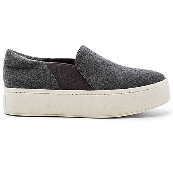 Vince Shoes - Vince Warren Gray Wool Platform Slip On Sneakers